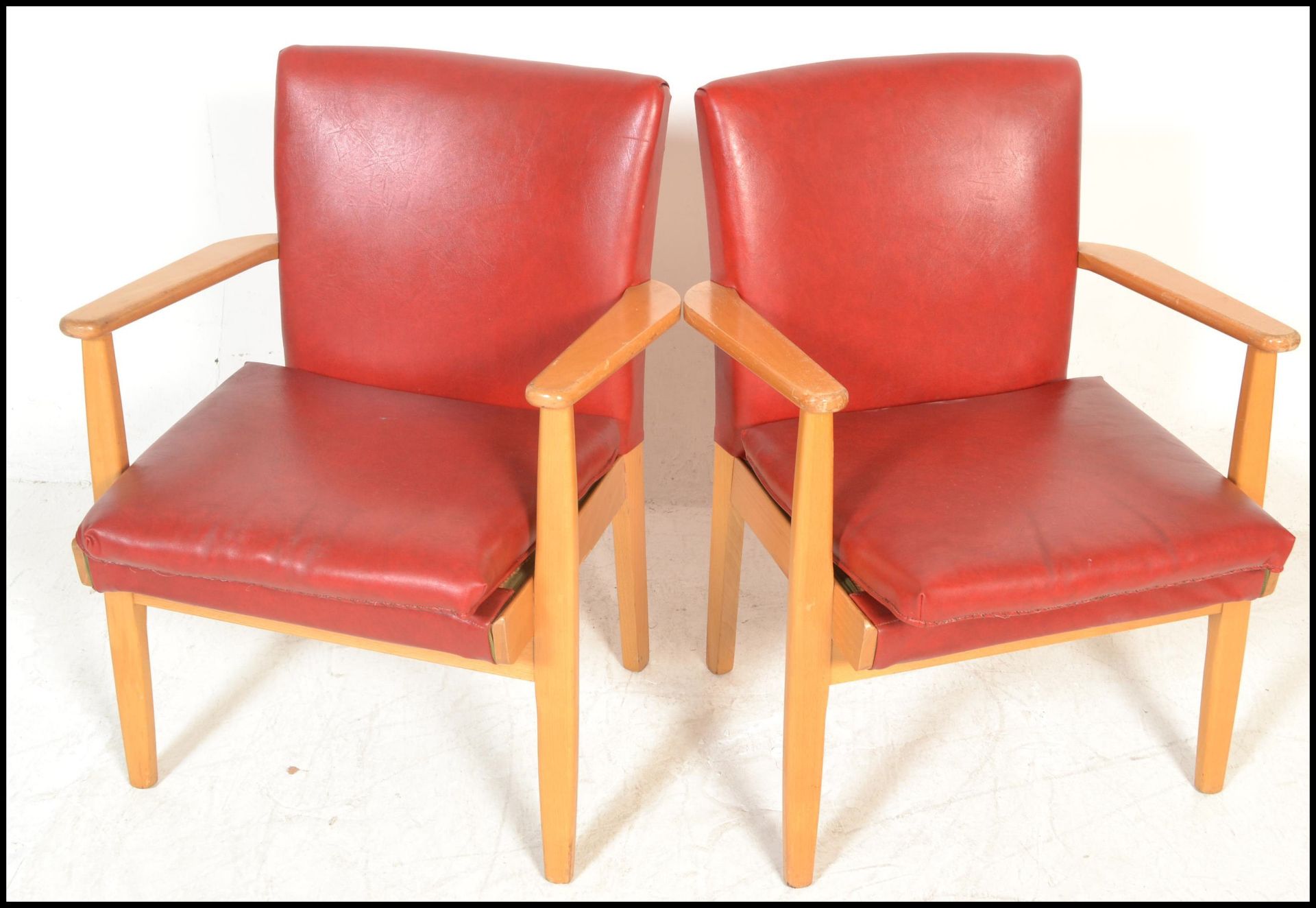 A set of four vintage retro Parker Knoll model 733 open framed armchairs, sweeping arms, seat pads - Bild 5 aus 7