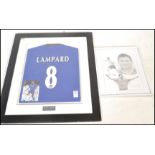 A framed glazed and mounted signed Chelsea footbal