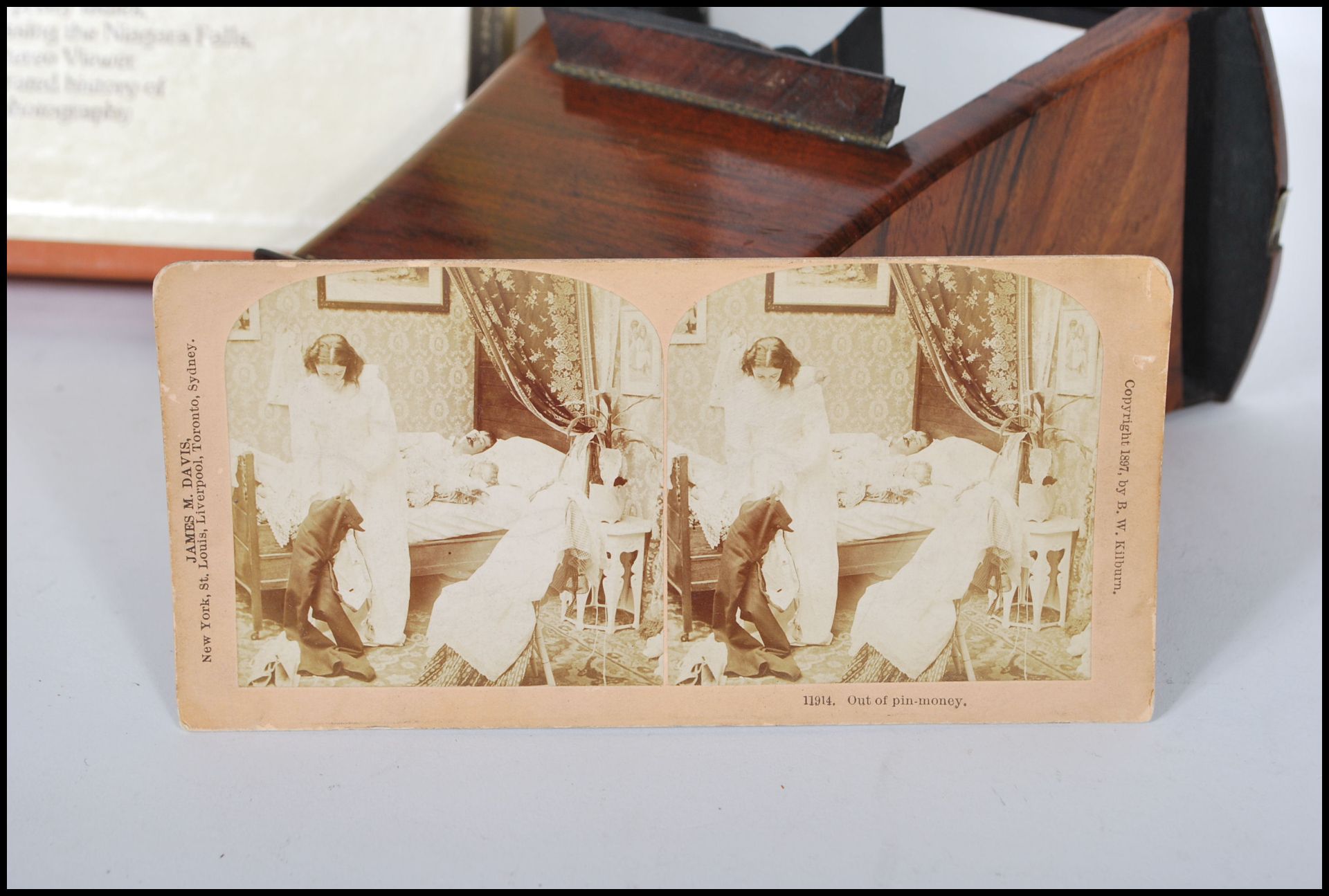 A late 19th Century Victorian rosewood 3D Stereoscope viewer together with a collection of slides - Image 3 of 10