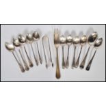 A collection of silver hallmarked flatware to include 4 Sheffield hallmarked teaspoons bt WG&S, 3