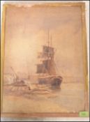 Alfred Edward Parkman (1852-1930)  A watercolour painting of a dock / harbour scene believed to be