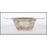 A 19th Century Victorian silver hallmarked bon bon dish having patterned pierced decoration to the