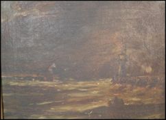 L. Silas (1890-) An early 20th century oil on board painting depicting of a rough stormy seascape