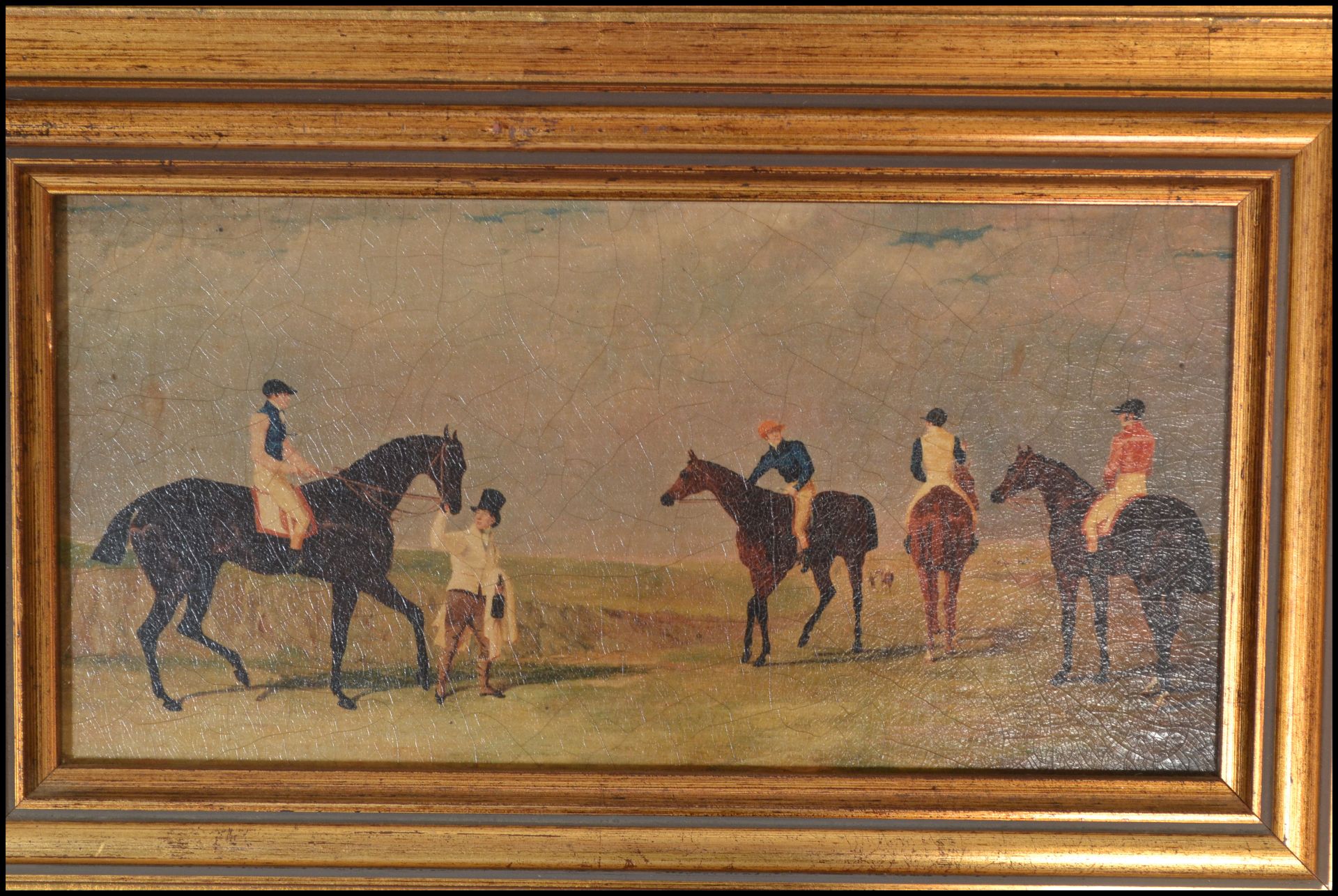 A group of three gilt framed equestrian prints depicting race horses and jockeys. Together with a - Bild 8 aus 9