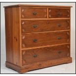 A Victorian 19th century Arts & Crafts pitch pine 2 over 3 chest of drawers with stencil