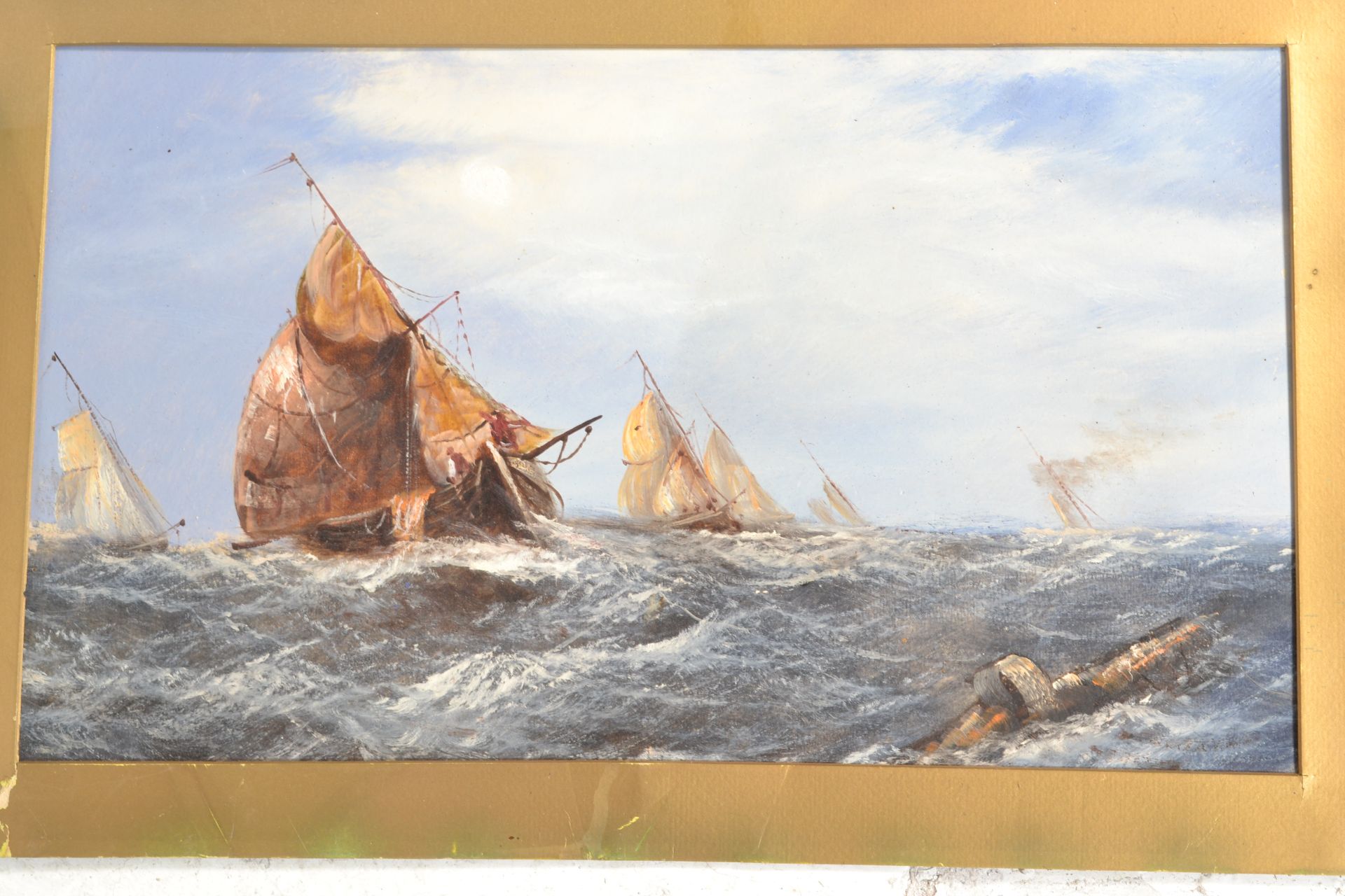 A pair of late 19th / early 20th Century watercolour painting pictures of seascapes, the pictures - Image 3 of 3