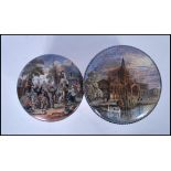 A pair of 19th Century Victorian Pratt Ware decorated pot lids. The lids decorated with The