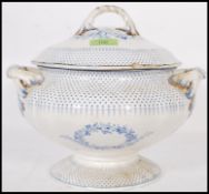 A 19th century Minton Spot & Wreath patterned twin handled lidded pedestal soup tureen, decorated in