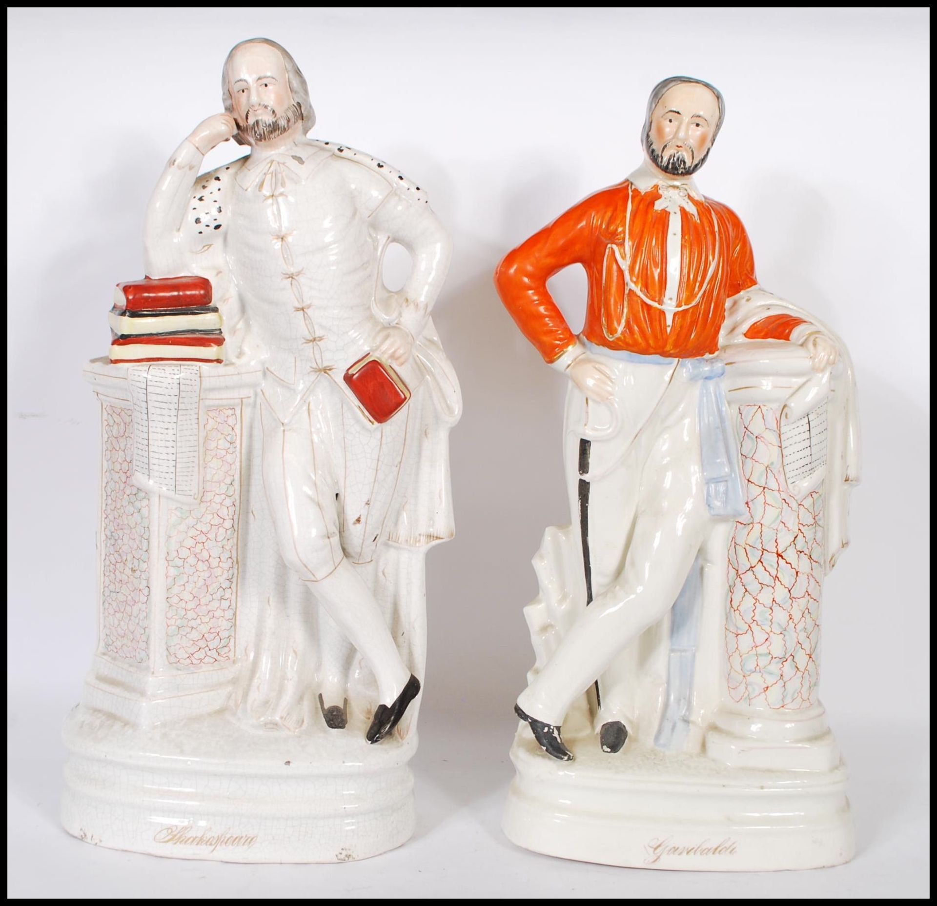 A large 19th Century Victorian Staffordshire flatback figure of Garibaldi, in standing pose