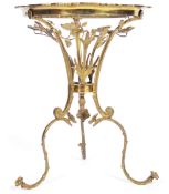 20TH CENTURY ART GILT METAL AND GLASS TRIPOD WINE