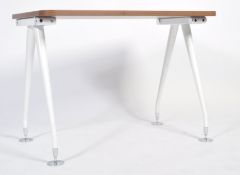 CONTEMPORARY DESIGNER TEAK LAMINATED DESK WITH 'A'