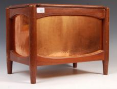 20TH CENTURY RETRO VINTAGE TEAK AND COPPER OTTOMAN