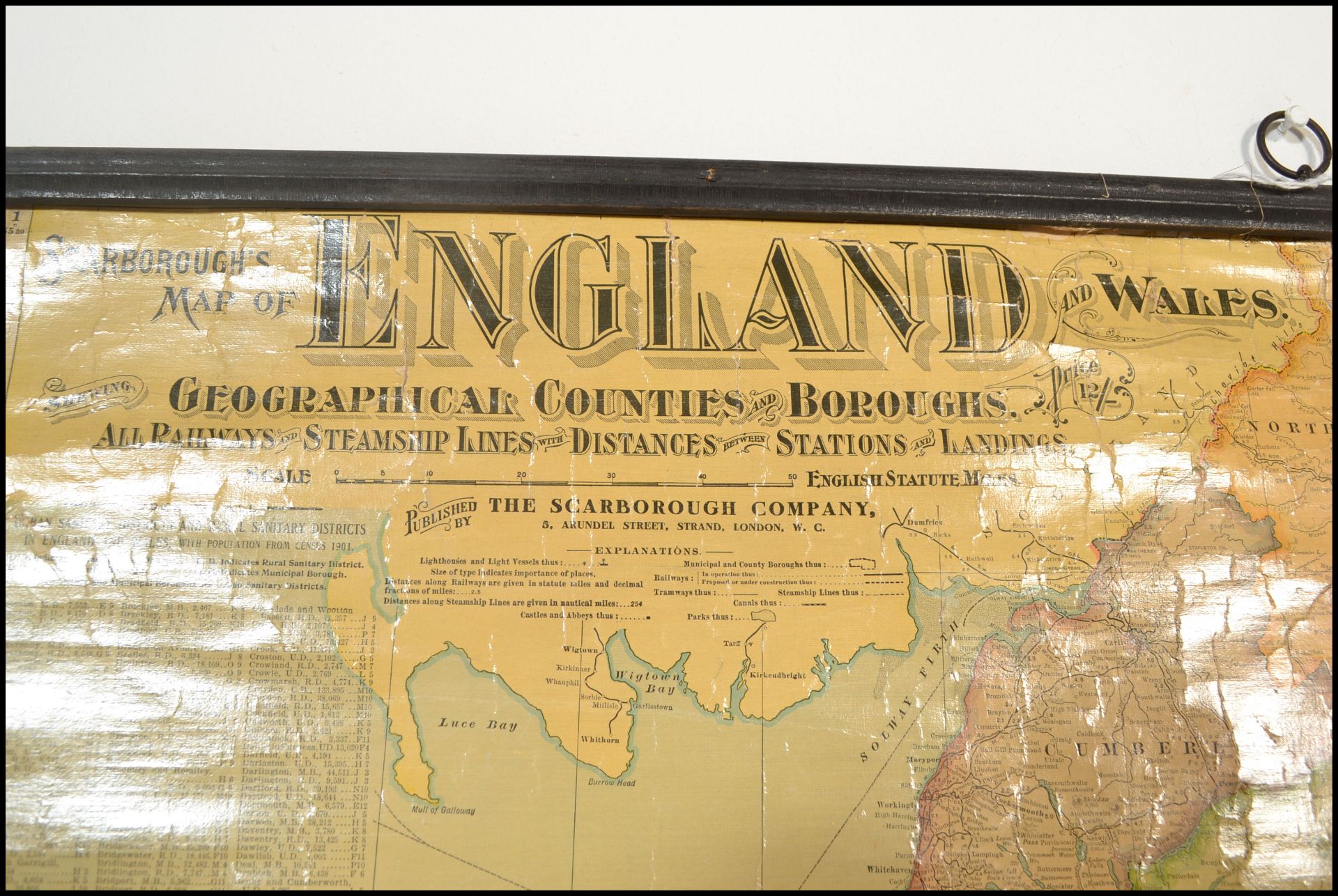 A Vintage Scarborough map of England and wales showing Geographical Counties and Boroughs, all - Bild 5 aus 8