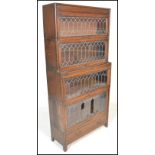 A 19th century believed Globe Wernicke leaded glass 4 section lawyers / barristers cabinet raised on
