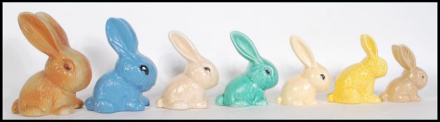A collection of seven early 20th Century Art Deco Sylvac and Sylvac style rabbits /  bunnies,