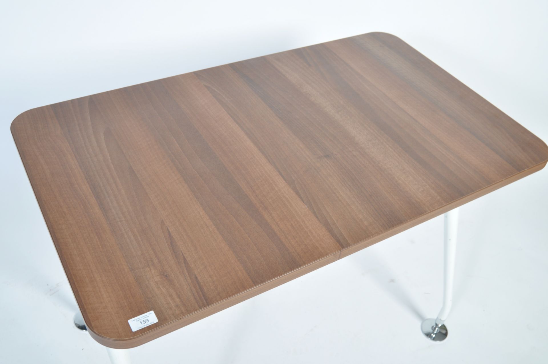 CONTEMPORARY DESIGNER TEAK LAMINATED DESK WITH 'A' - Bild 3 aus 4