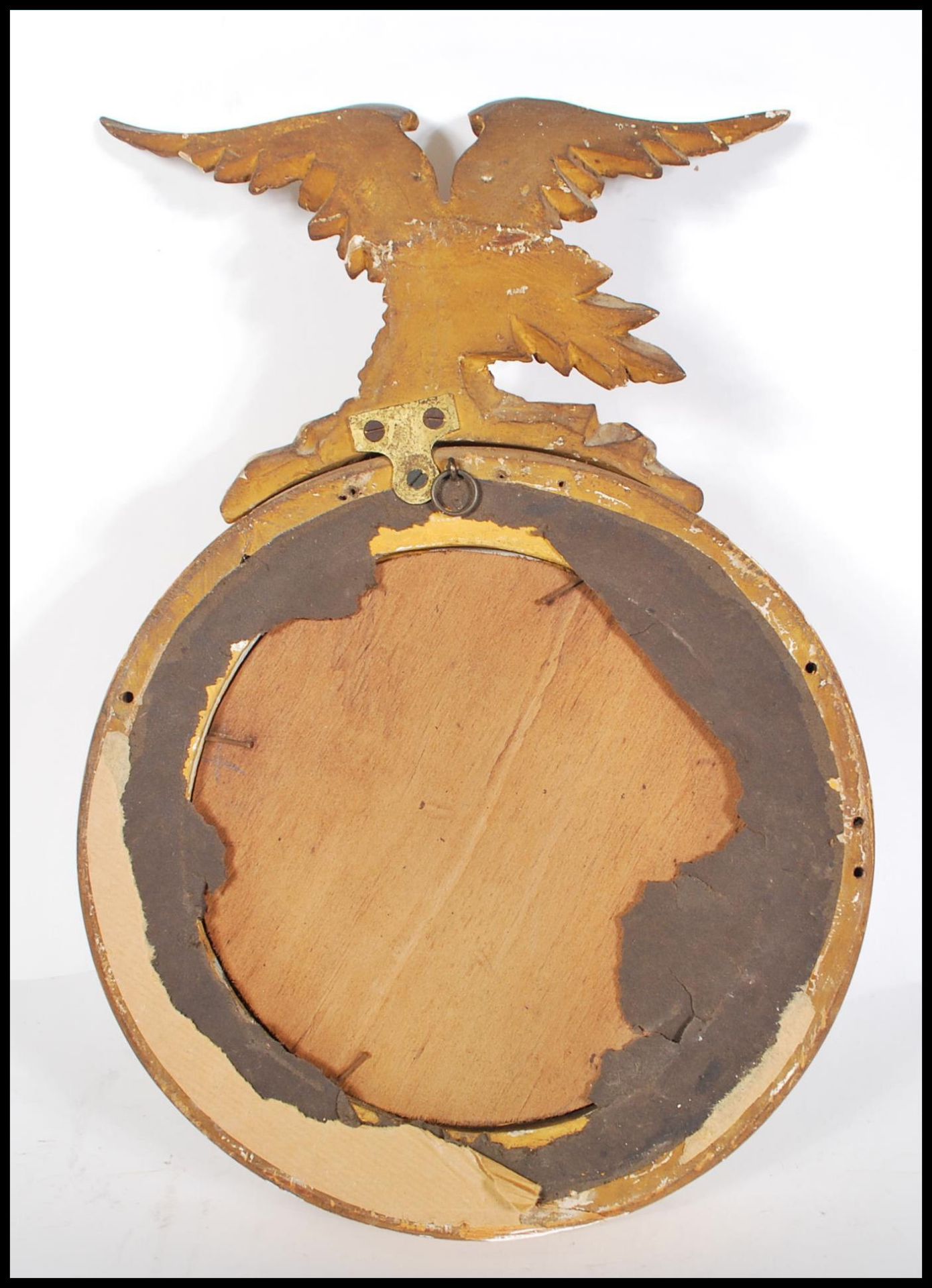 A 19th century gilt wood and gesso convex porthole mirror applied with eagle atop. The circular - Bild 4 aus 4