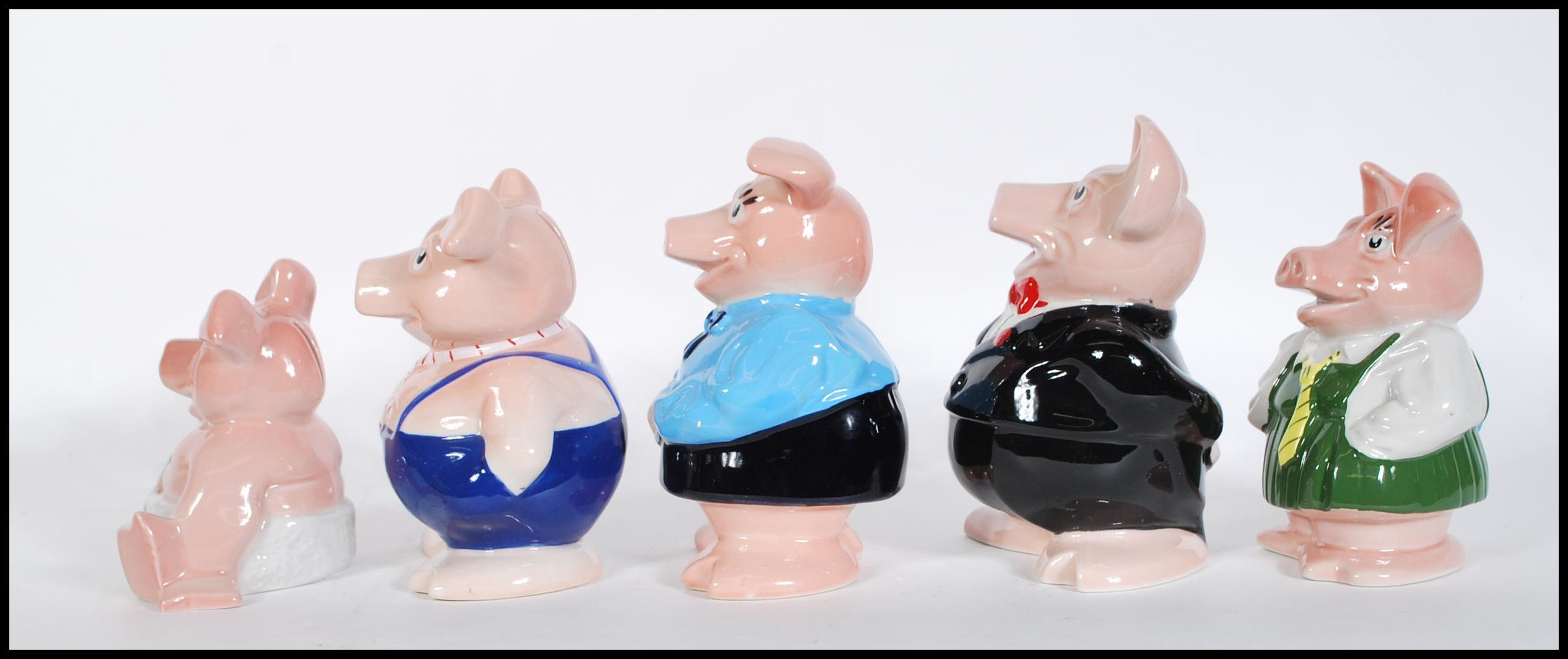 A set of five graduating 20th Century savers collectable Natwest pigs by Wade, fitted stoppers and - Image 4 of 6