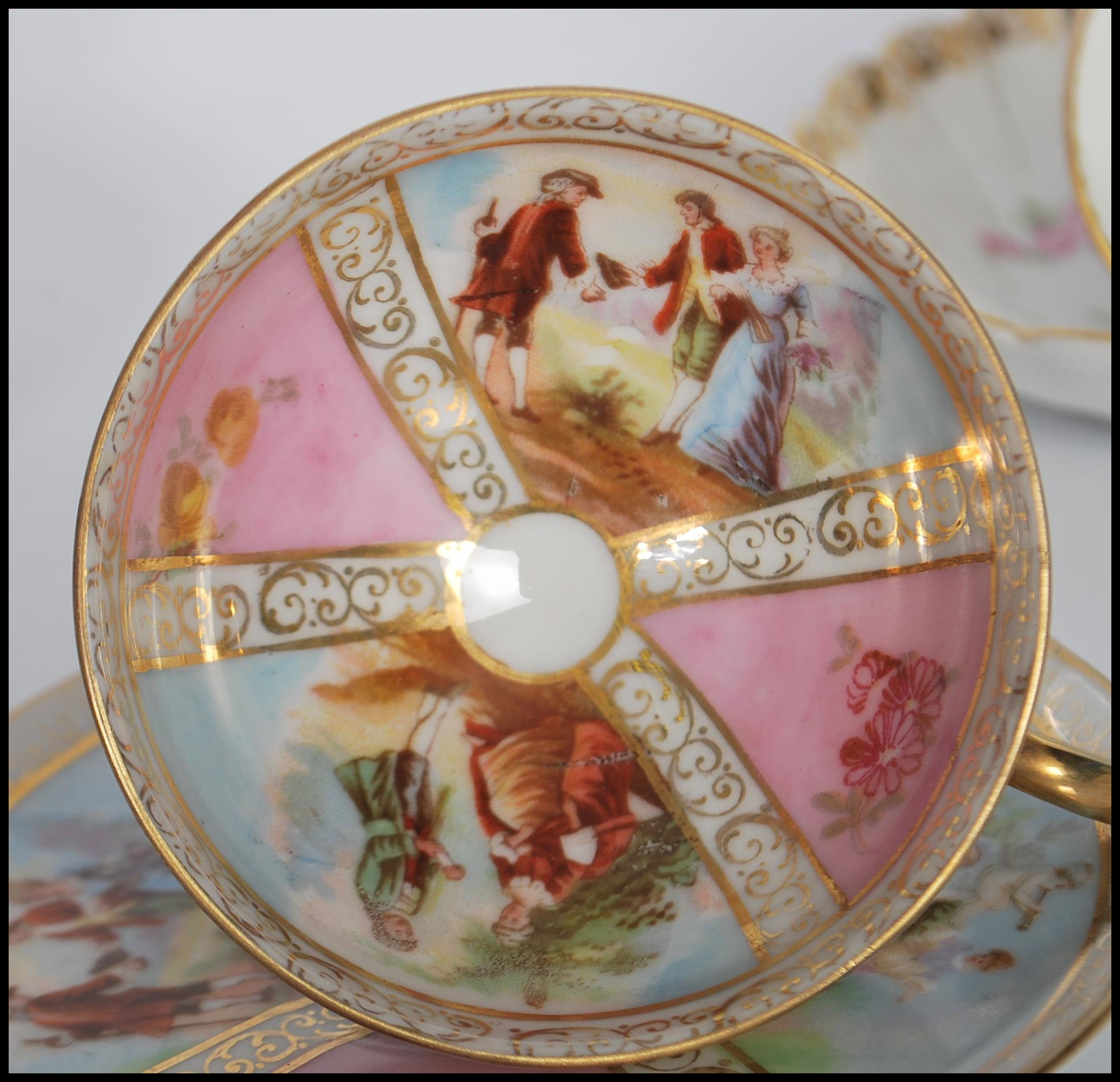 A collection of five late 19th / early 20th Century cabinet cups and saucers to include a hand - Image 7 of 16