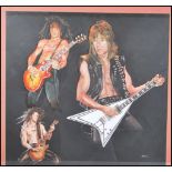 A original acrylic painting on paper depicting classic rock legends Slash and Randy Rhoads on a