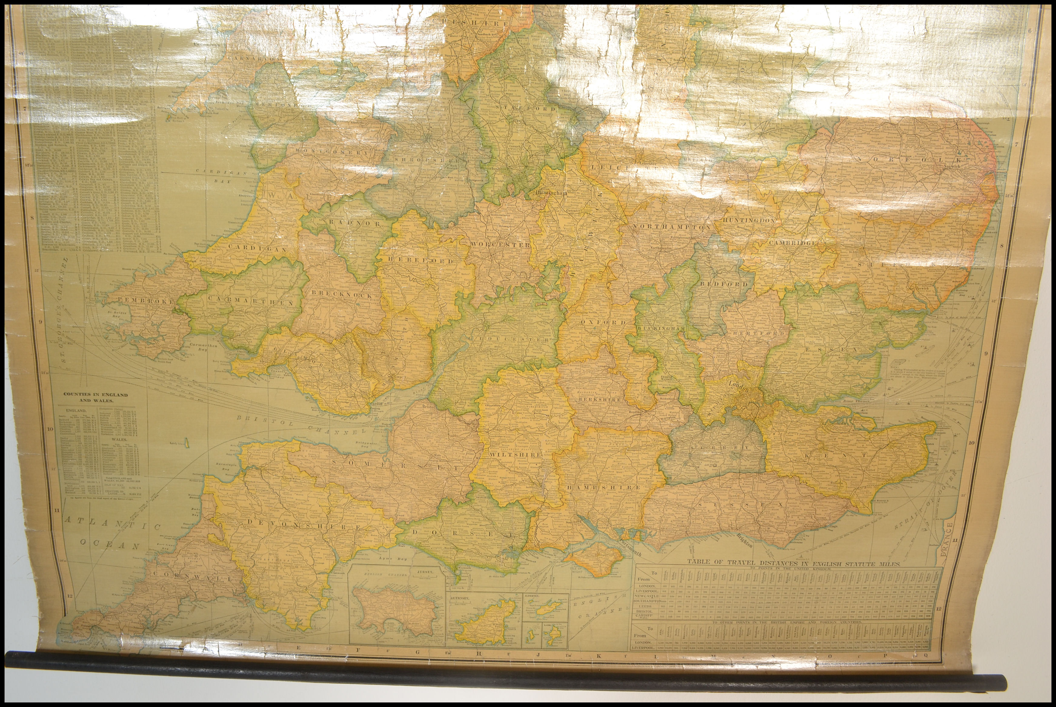 A Vintage Scarborough map of England and wales showing Geographical Counties and Boroughs, all - Image 4 of 8