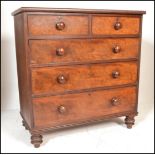 A 19th Century Victorian mahogany chest of drawers, flared top above two short drawers over three