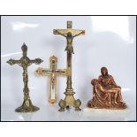 A collection of Christian / Catholic ornaments to include a marble effect wall hanging crucifix