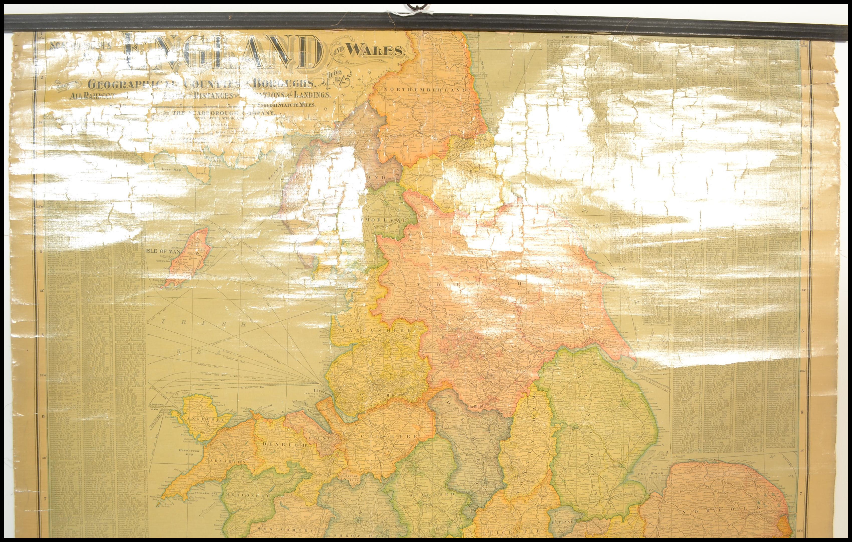 A Vintage Scarborough map of England and wales showing Geographical Counties and Boroughs, all - Image 3 of 8