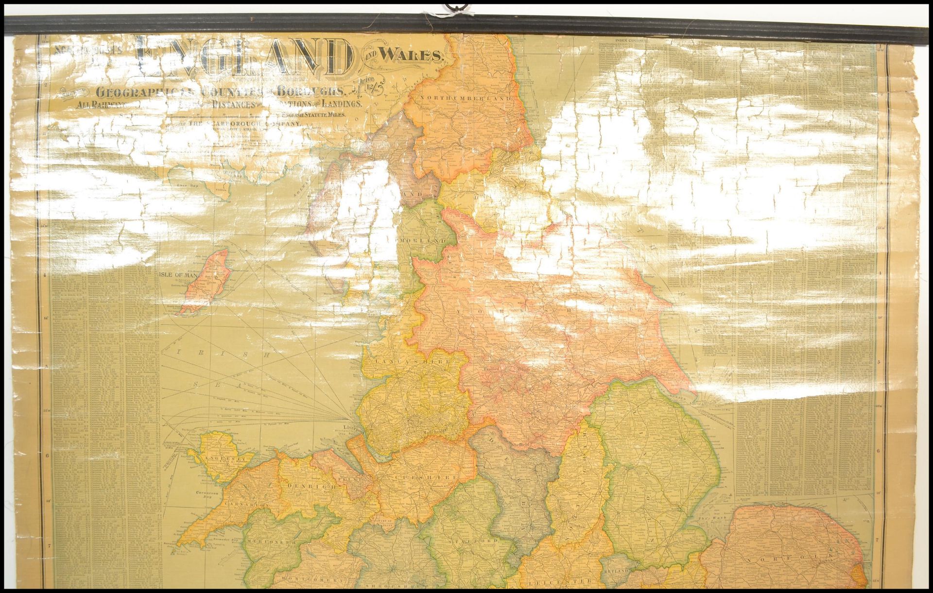 A Vintage Scarborough map of England and wales showing Geographical Counties and Boroughs, all - Bild 3 aus 8