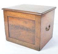 A 19th century Victorian mahogany campaign box commode  having a hinged top opening to reveal a