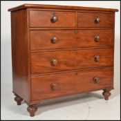 A Victorian 19th century mahogany 2 over 3 chest of drawers. Raised on bun feet with 2 short drawers
