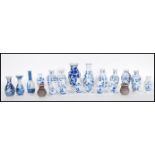 A group of 20th Century blue and white miniature oriental Chinese and Japanese vases of various