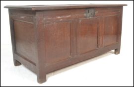 A 17th / 18th Century oak country coffer chest, fi