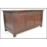 A 17th / 18th Century oak country coffer chest, fi