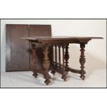 A late 19th Century French provincial walnut twin leaf extendable dining table.  The table being