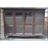 An early 20th Century Edwardian large solid mahogany double open window library / lawyers bookcase