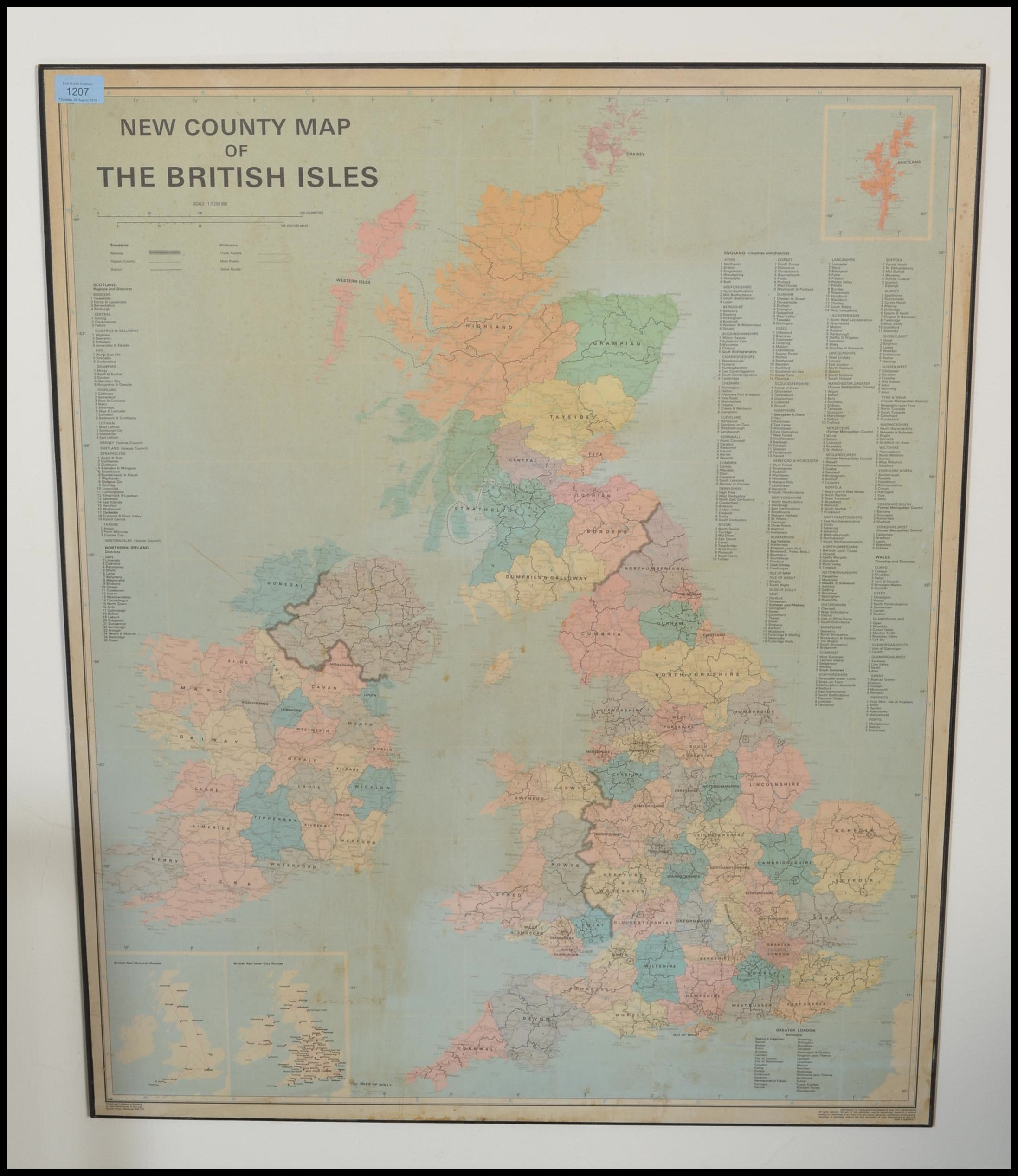 A large vintage mid 20th Century school map of The New Counties Of The British Isles set to board. - Image 8 of 8