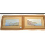 R Cooper - A pair of watercolour paintings on paper depicting cliff side coastal scenes with