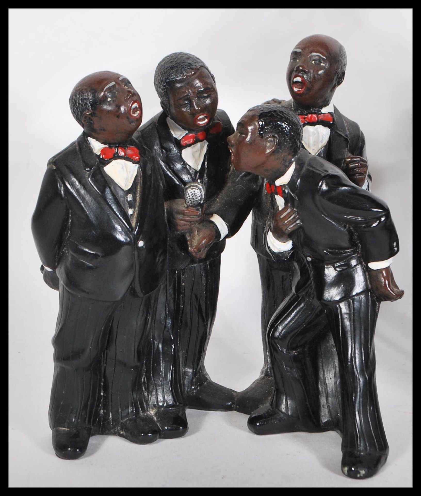A composite figural group of black musicians together with a pianist, composite figure of Louis - Image 2 of 5