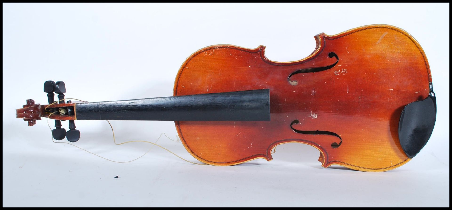 A 20th Century Violin musical instrument having a one piece maple back with spruce front. Ebonised - Image 5 of 14