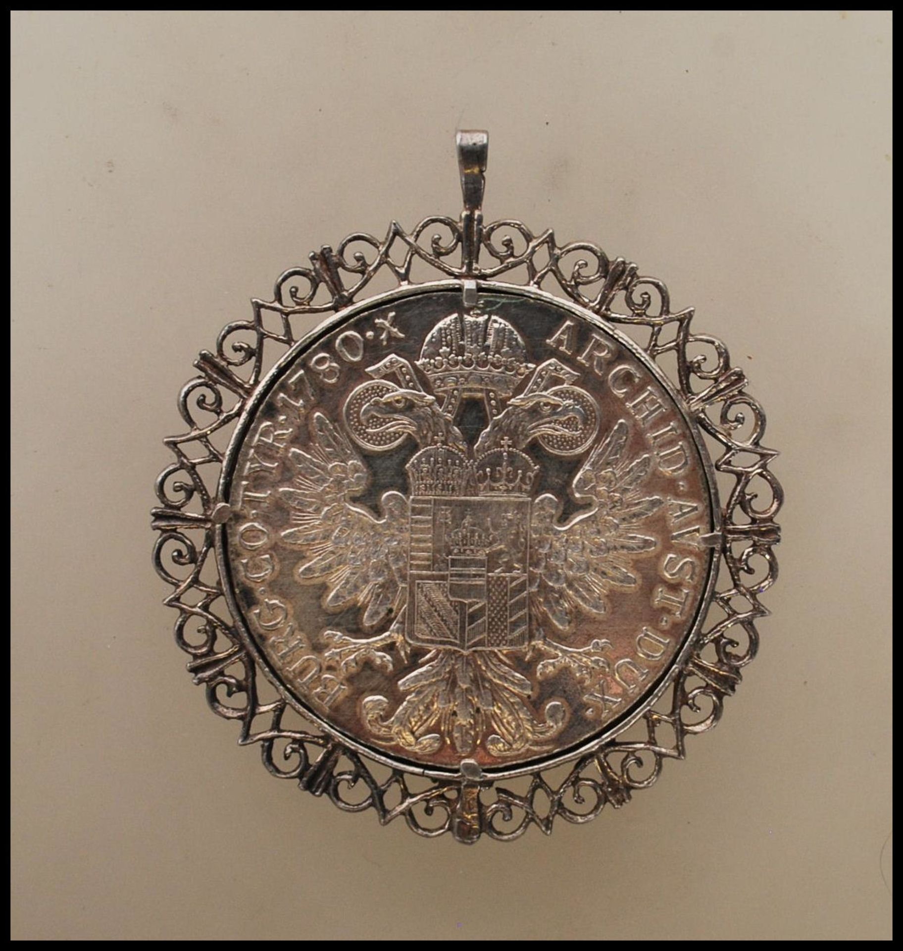 A silver Maria Theresa Silver Thaler coin, bearing - Bild 2 aus 2