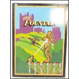 Paul S Gribble - A retro 1980's hand painted pub sign for 'The Fountain' pub in Wells Somerset
