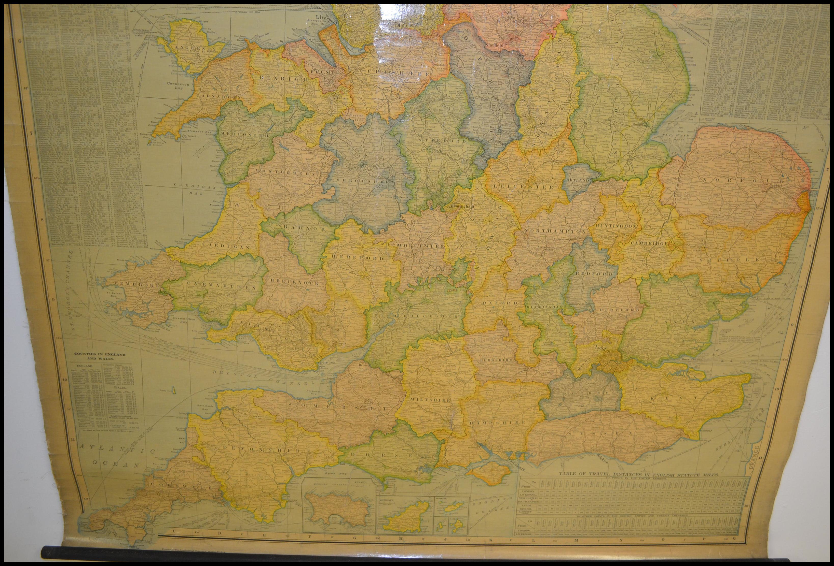 A Vintage Scarborough map of England and wales showing Geographical Counties and Boroughs, all - Image 8 of 8