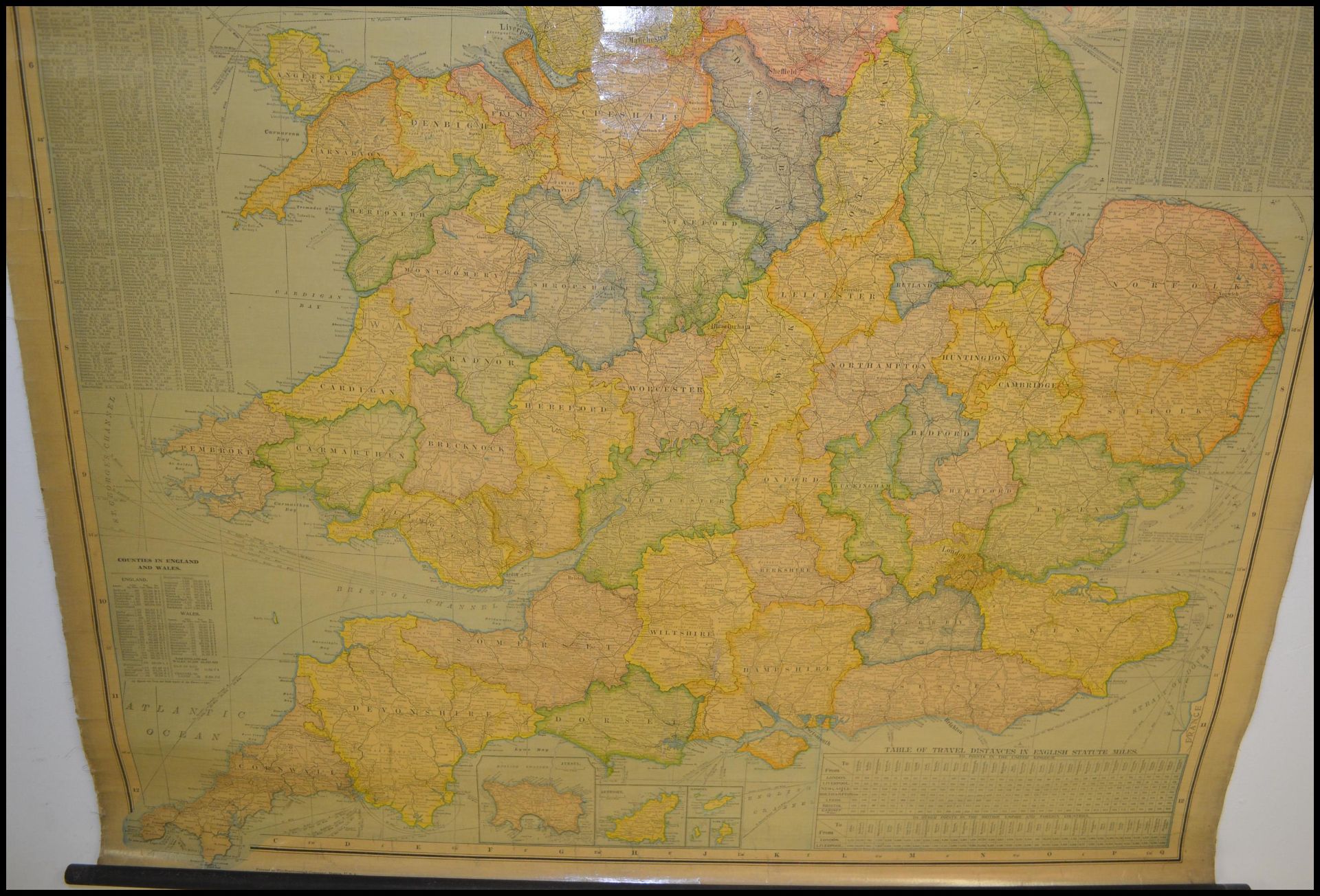 A Vintage Scarborough map of England and wales showing Geographical Counties and Boroughs, all - Bild 8 aus 8