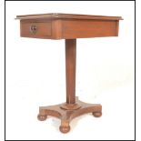 A 19h Century Victorian mahogany pedestal table, the square top over two drawers (one to each end)