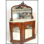 A 19th century high Victorian walnut and marble  mirror back pier cabinet chiffonier. Raised on a