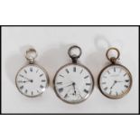 A group of three 20th Century pocket watches to include an open faced silver hallmarked pocket watch