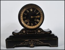Japy Freres - A 19th Century Victorian marble mantel clock by H. Luppens Bruxelles, being black in