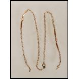A vintage 9ct gold round link necklace chain with interspersed ball and link decoration with later