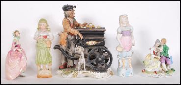 A collection of vintage 20th Century ceramics to include a Capodimonte figural group, Royal